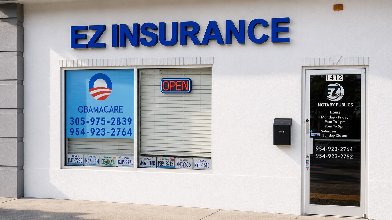 EZ Insurance and Tags storefront at 1412 S Federal Highway, Dania Beach FL